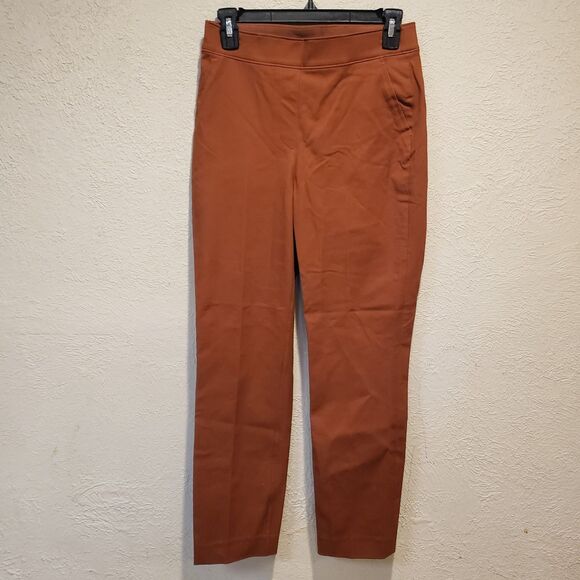 SPANX On the Go Ankle Slim Straight Pants Women's Size S Brown Orange Bronze - Picture 2 of 7